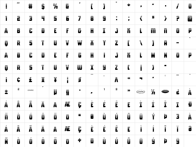 Antilles Halftone Regular Character Map