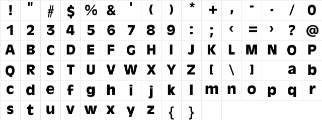 Antiqua OliveBold Character Map