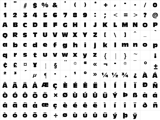 Antique Olive Compact Regular Character Map