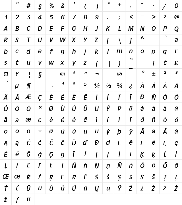 AntiqueOliT Italic Character Map AntiqueOliT Italic Character Map