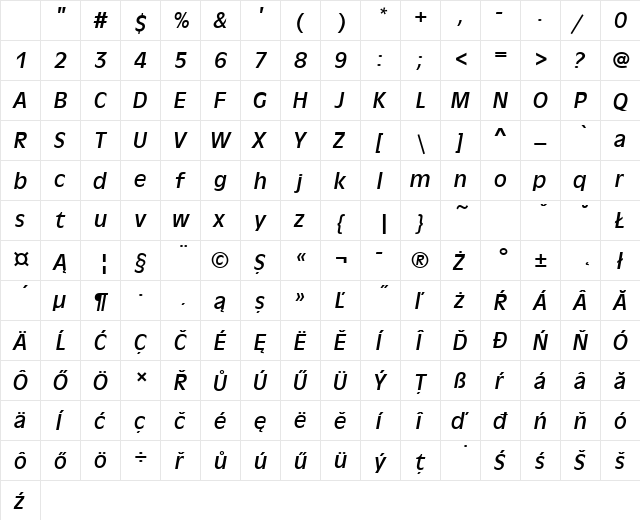 AntiqueOliTEE Italic Character Map AntiqueOliTEE Italic Character Map