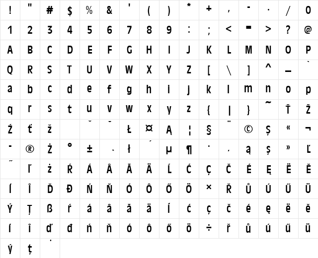 AntiqueOliTEECon Regular Character Map