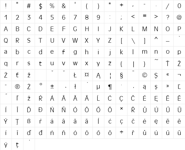 AntiqueOliTEELig Regular Character Map