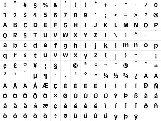 Antique Olive Std Bold Character Map