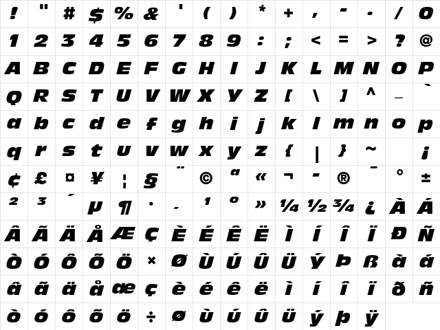 Antique Olive Std Nord Italic Character Map