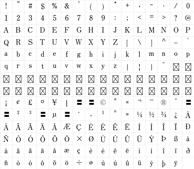 A-OTF Antique Std AN3 Character Map