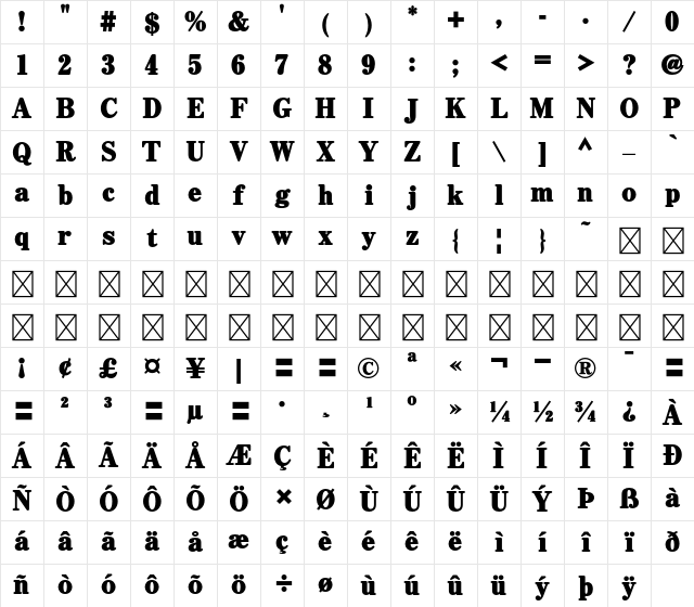 A-OTF Antique Std AN H Character Map