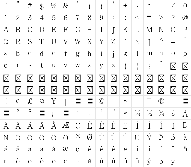 A-OTF Antique Std AN L Character Map A-OTF Antique Std AN L Character Map