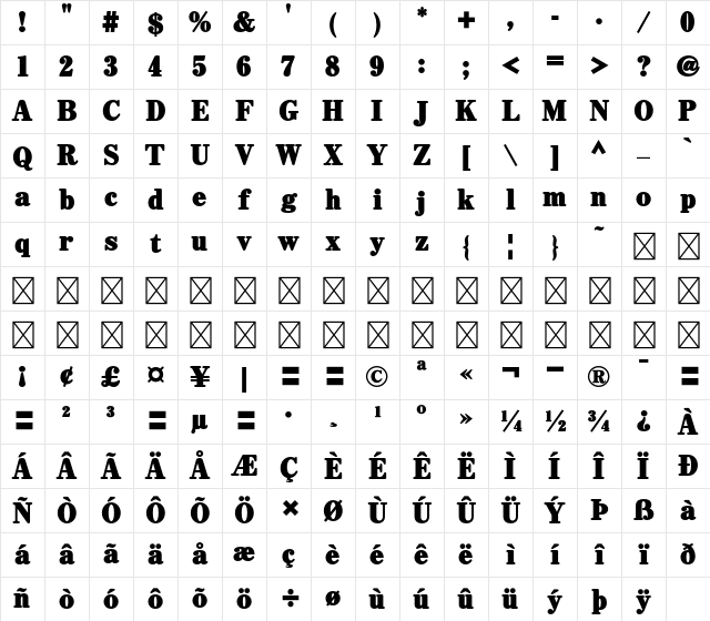A-OTF Antique Std AN U Character Map A-OTF Antique Std AN U Character Map