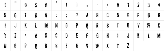 AP Applique Cut Regular Character Map