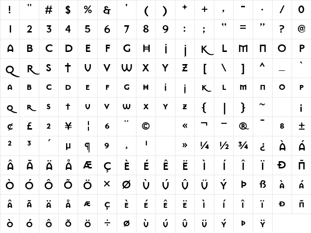 MasonSans Bold Character Map