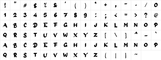 a Ape Mount Regular Character Map