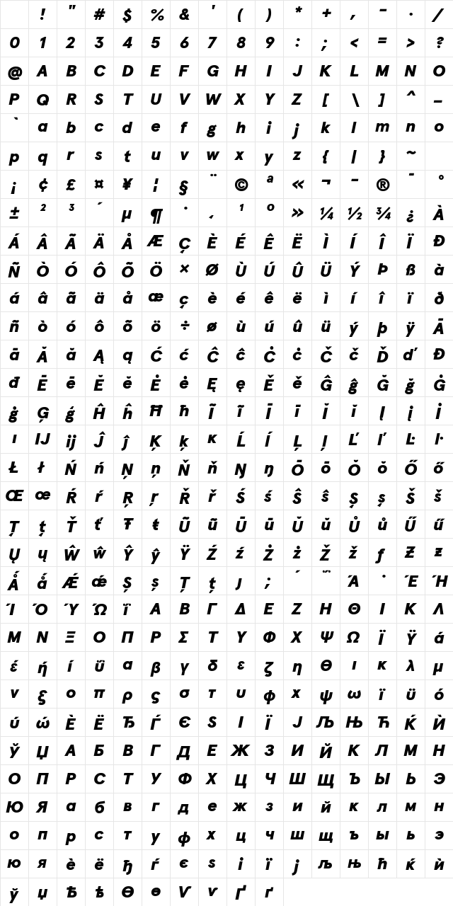 Apercu Pro Black Italic Character Map Apercu Pro Black Italic Character Map