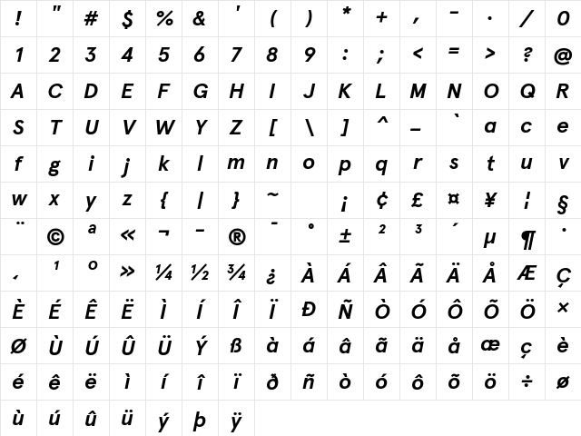 Apercu Pro Bold Italic Character Map Apercu Pro Bold Italic Character Map