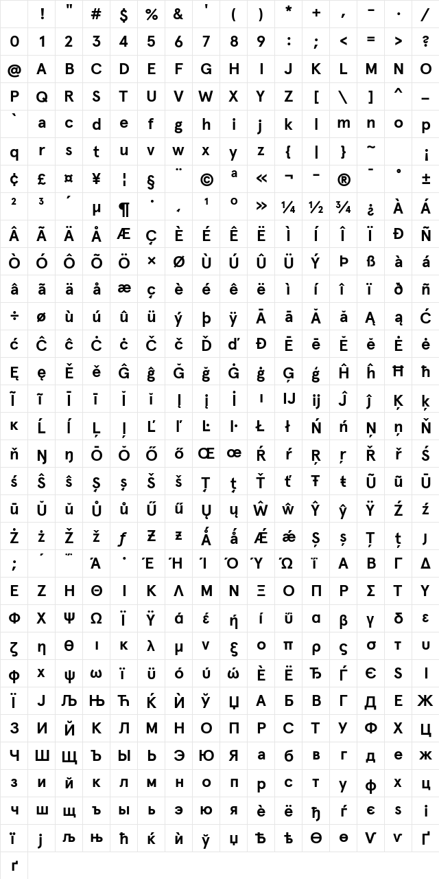 Apercu Pro Bold Character Map Apercu Pro Bold Character Map