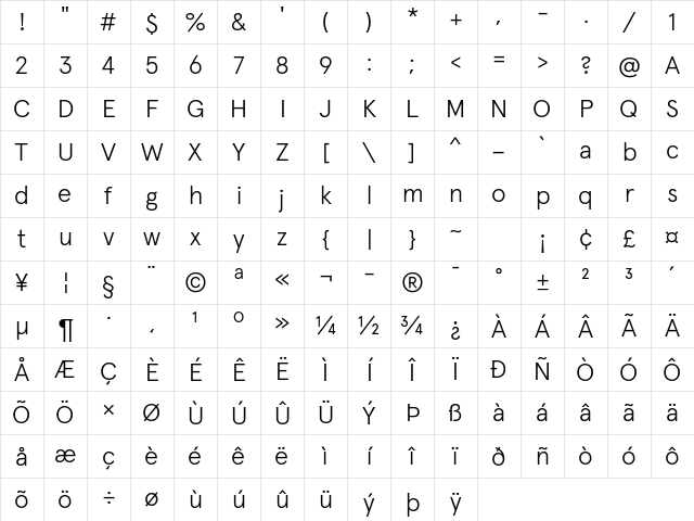 Apercu Pro Light Character Map Apercu Pro Light Character Map
