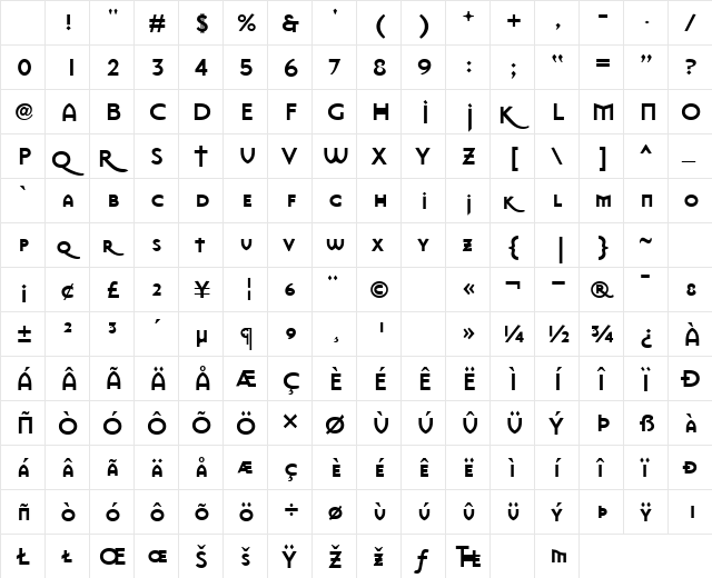 MasonSans Bold Character Map MasonSans Bold Character Map