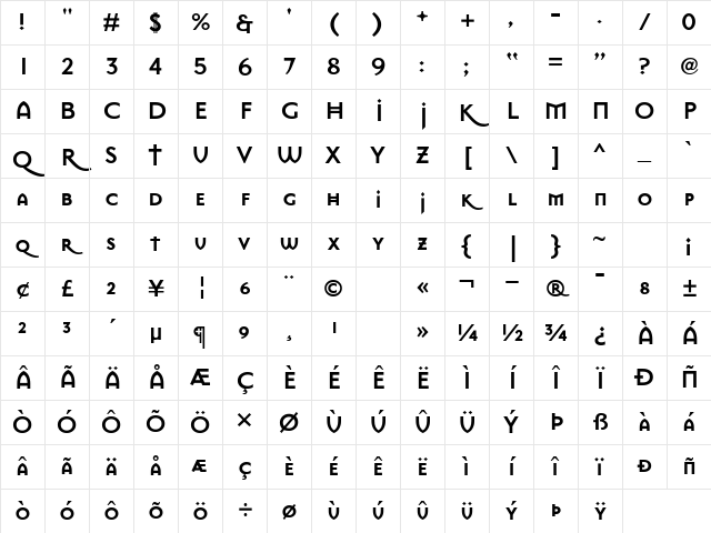 MasonSansBold Regular Character Map MasonSansBold Regular Character Map