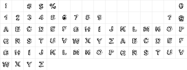 Apocalypshit Regular Character Map