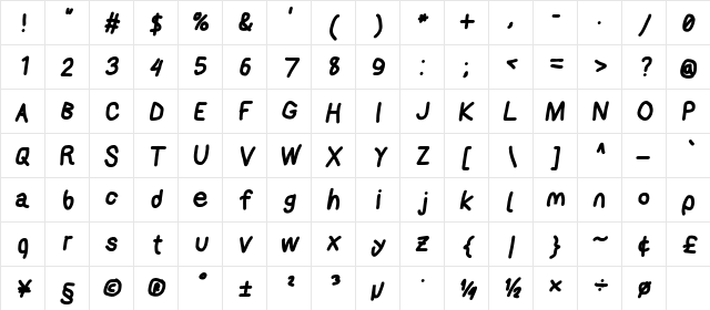 AppleStorm XbdIta Character Map