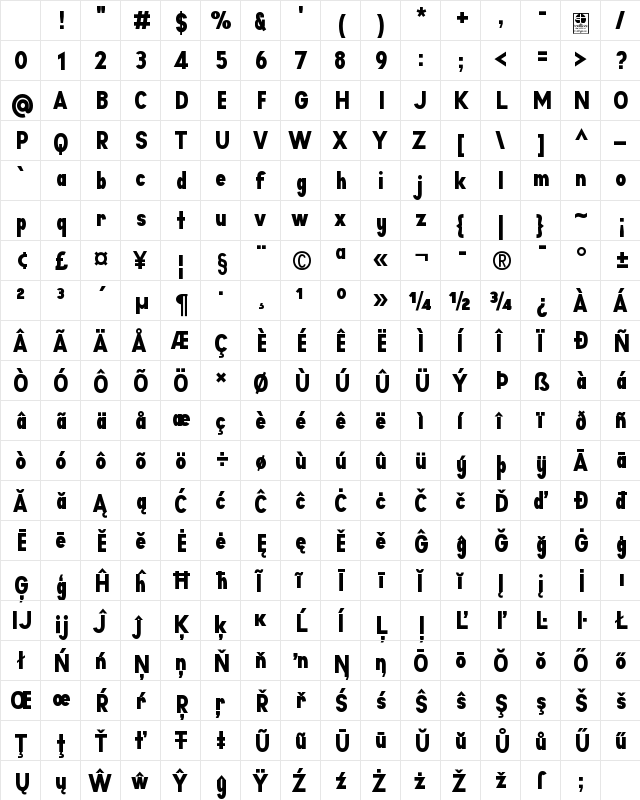 Aprikas Black Demo Regular Character Map Aprikas Black Demo Regular Character Map