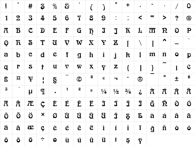Arabia Regular Character Map Arabia Regular Character Map