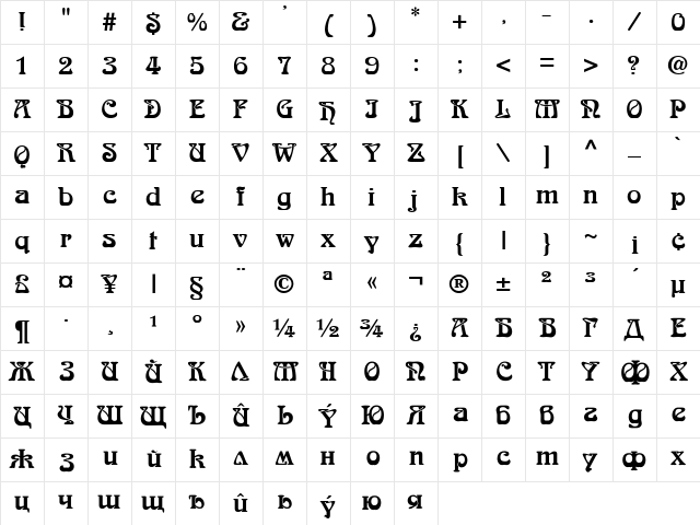 Arabia Regular Character Map Arabia Regular Character Map