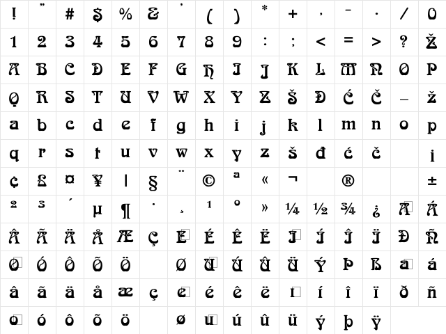 Arabia Regular Character Map Arabia Regular Character Map