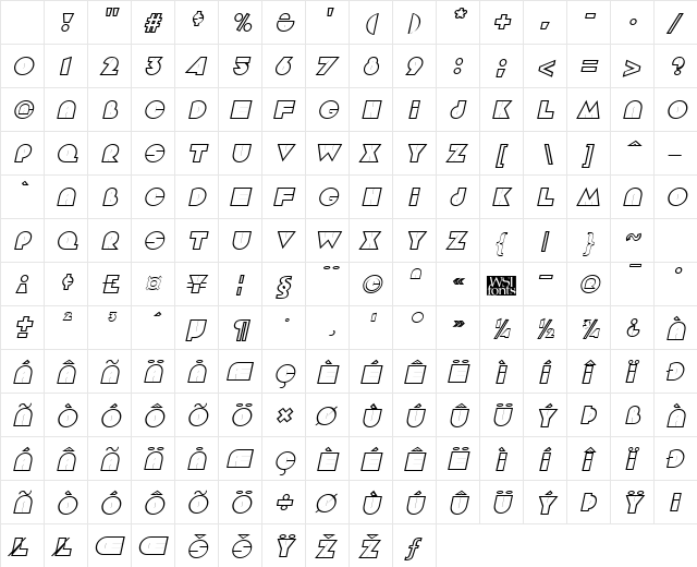 Aramis Italic Character Map