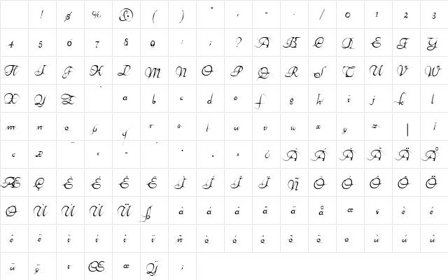 AraneaEF Regular Character Map