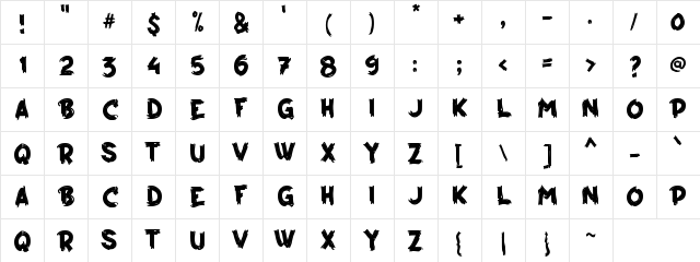 a Arang Regular Character Map