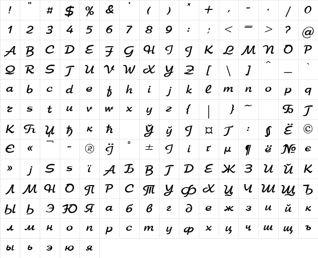 Arbat-Bold Regular Character Map Arbat-Bold Regular Character Map