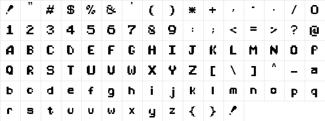 Arcade Alternate Regular Character Map