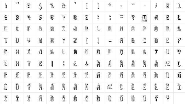 Arcade Nightmare Regular Character Map