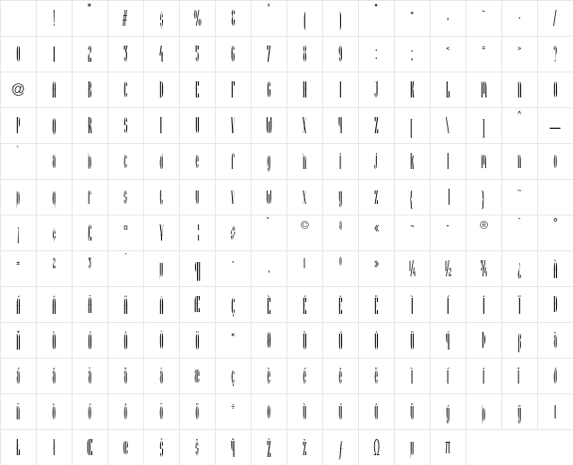 Arcadia LT Std Roman Character Map