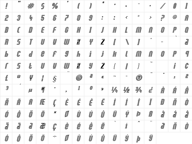 Arch Italic Character Map