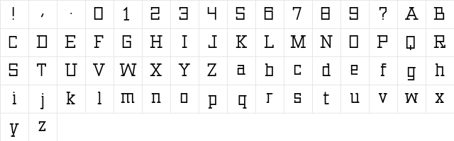 Archibald oblique Character Map