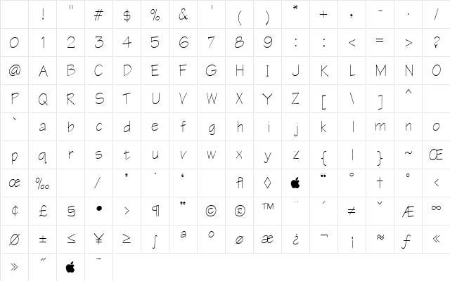 Architect Regular Character Map