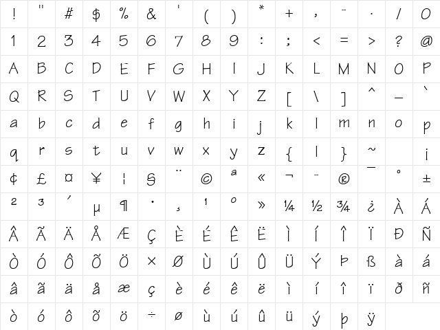 Architect Regular Character Map