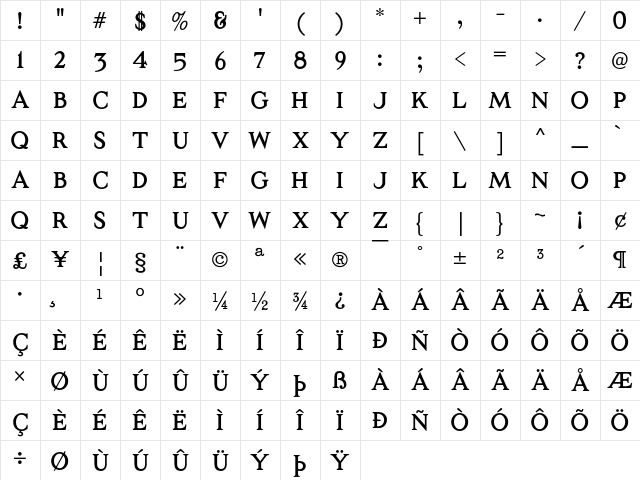 Architect[Stylus] Regular Character Map