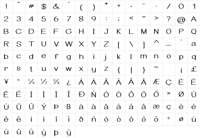 Arcon Expanded Bold Character Map Arcon Expanded Bold Character Map