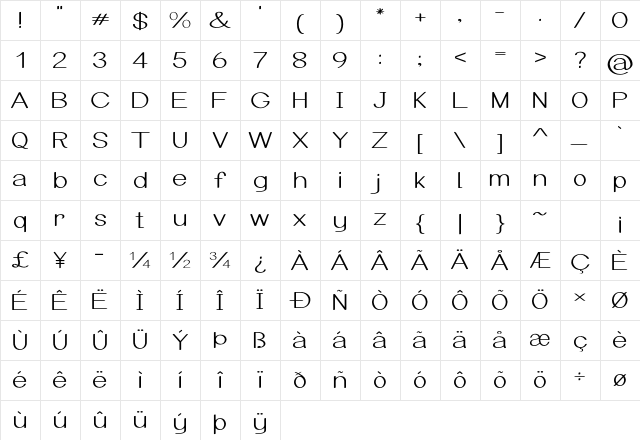 Arcon Expanded Regular Character Map Arcon Expanded Regular Character Map