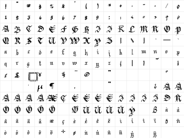 Argor Biw Scaqh Regular Character Map