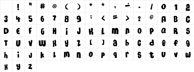 MassiveHeadache3 Regular Character Map