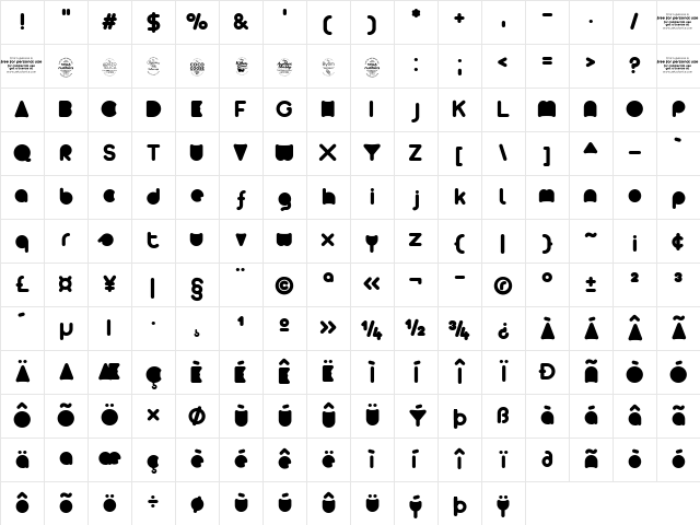Arista 2.0 Alternate full Regular Character Map