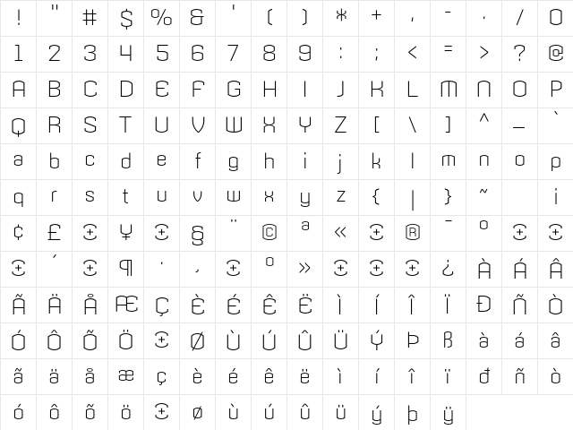 Armada Light Character Map