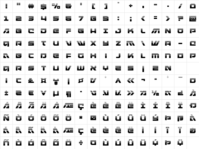 Armed Lightning Halftone Regular Character Map
