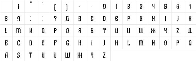 Armenia Grunge Regular Character Map