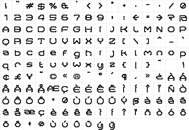 Masta Bold Character Map