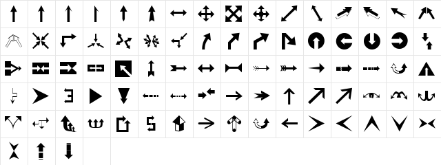 Arrows Regular Character Map Arrows Regular Character Map